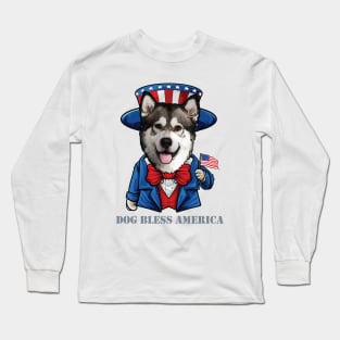 Fourth of July Pun Alaskan Malamute Long Sleeve T-Shirt